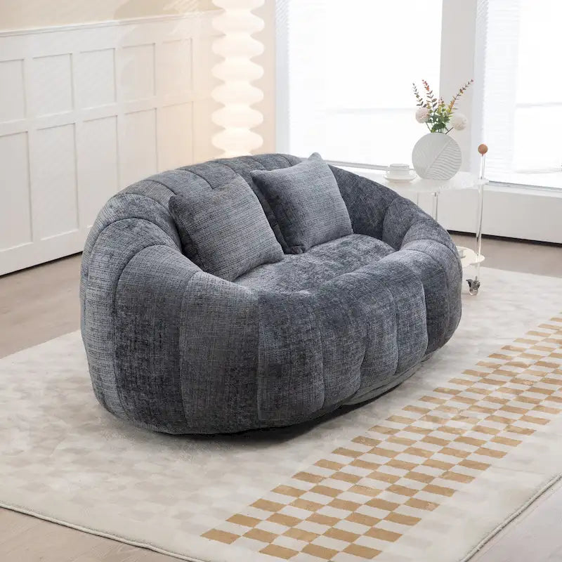 Poltrona doppia con chaise longue moderna grigia in ciniglia da 59