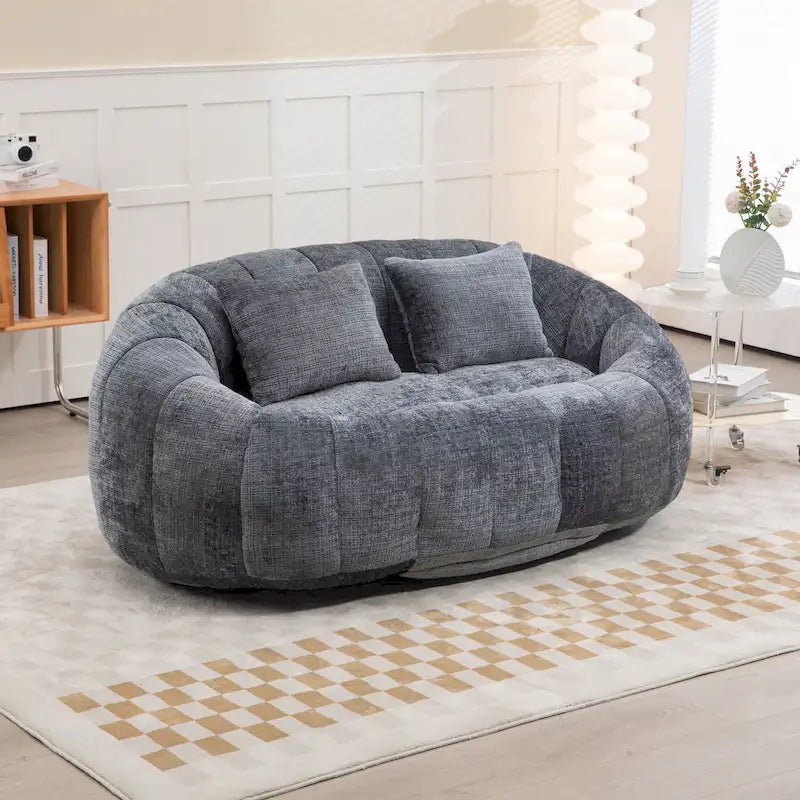 Poltrona doppia con chaise longue moderna grigia in ciniglia da 59