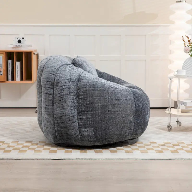 Poltrona doppia con chaise longue moderna grigia in ciniglia da 59
