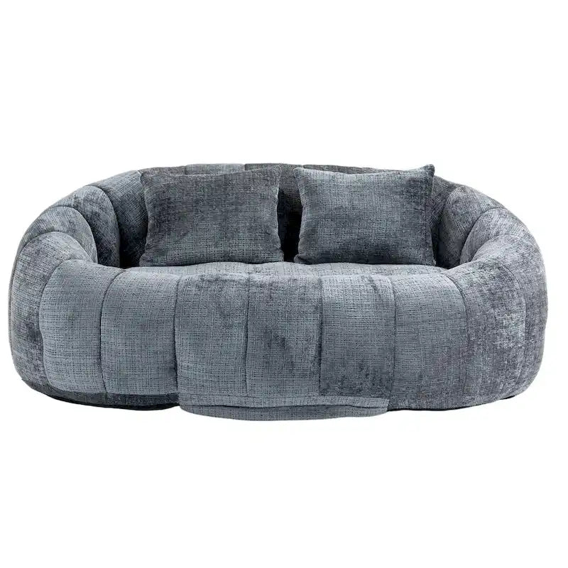 Poltrona doppia con chaise longue moderna grigia in ciniglia da 59