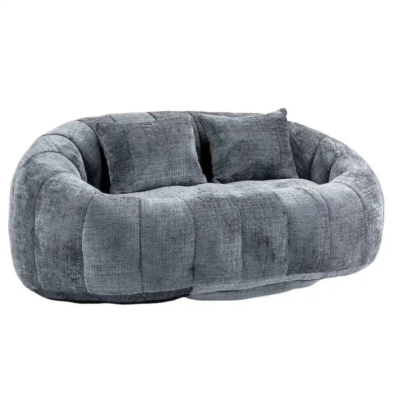 Poltrona doppia con chaise longue moderna grigia in ciniglia da 59