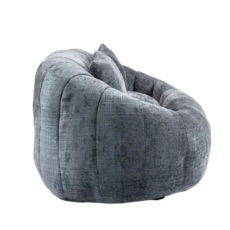 Poltrona doppia con chaise longue moderna grigia in ciniglia da 59