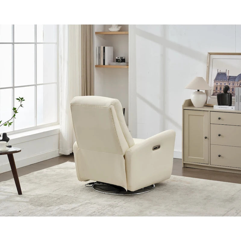 Drehbarer Relaxsessel aus Kunstleder mit Gleitfunktion, ergonomischer Rückenlehne und USB-Anschlüssen