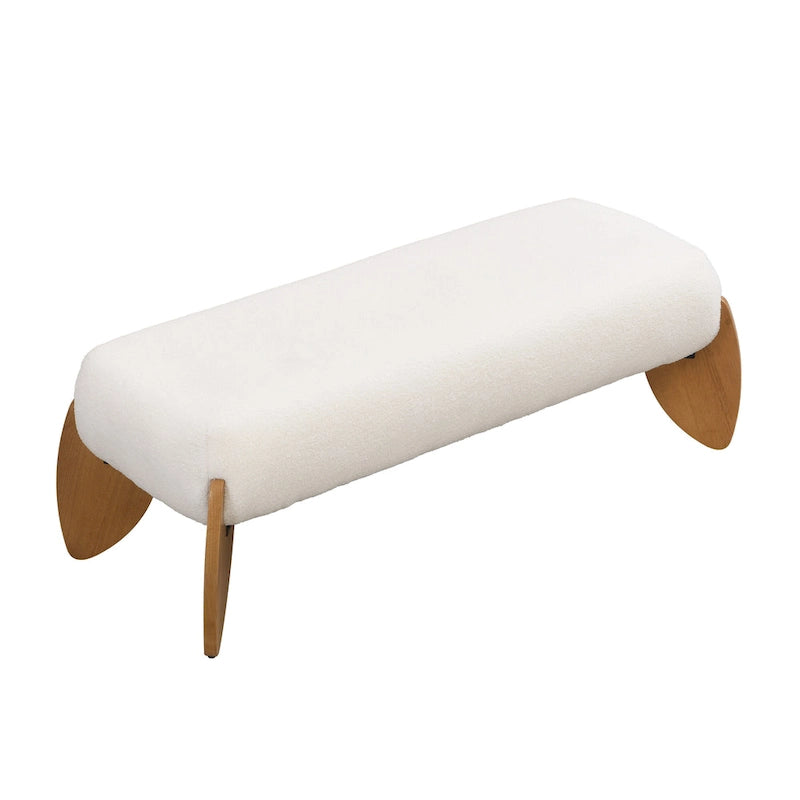 Bílá lavice s otomanským sedákem z buklé - 48 Š x 19.5 H x 17 V