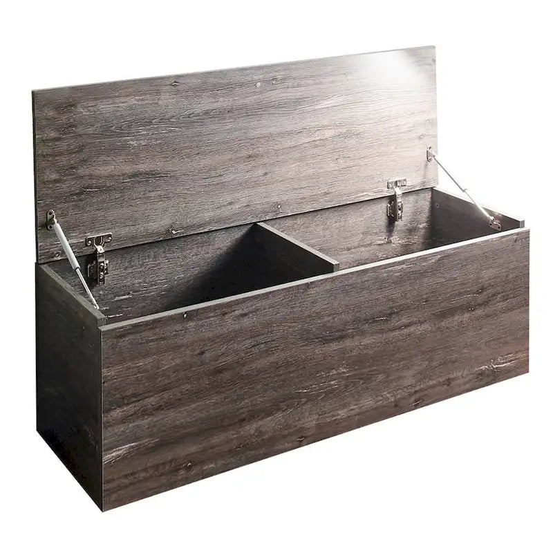 Storage Bench Chest with Safety Hinges, Lift Top, Farmhouse Gray Wood