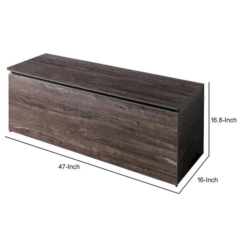 Storage Bench Chest with Safety Hinges, Lift Top, Farmhouse Gray Wood