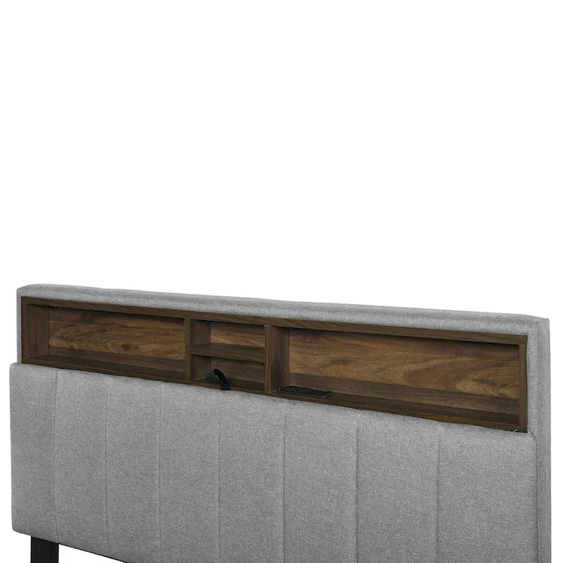 Gepolstertes Plattformbett mit Kopfteil und Stauraum, Rollbett in Twin-XL-Größe und 2 Schubladen