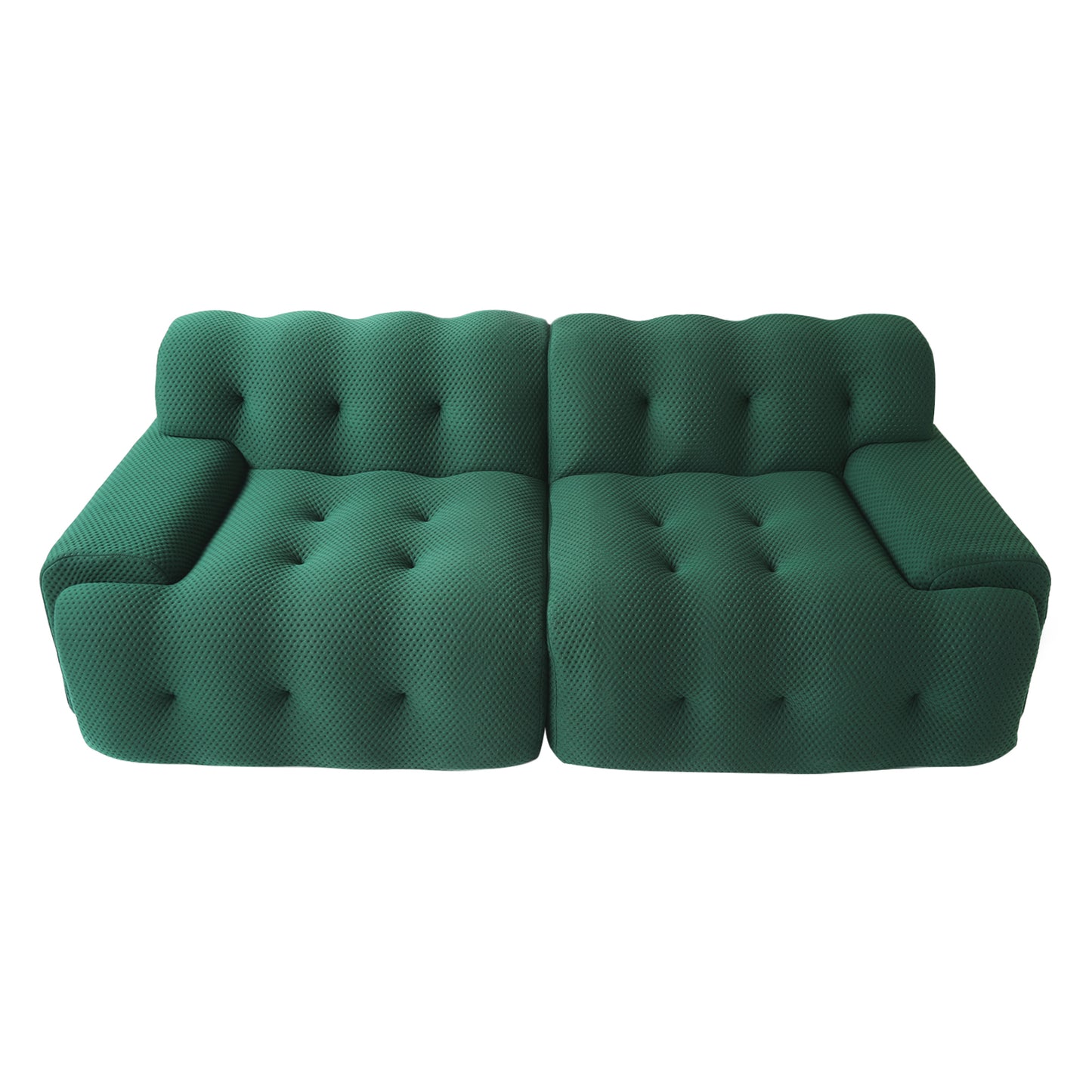 102.4 in. W Square Arm Knit Fabric Rectangle Waffle Sofa in. Green