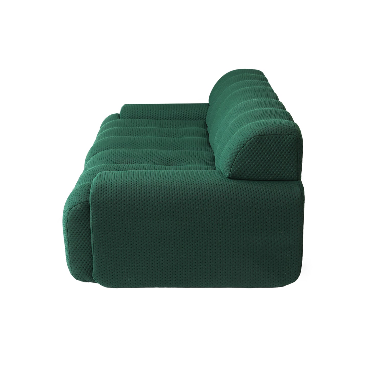 102.4 in. W Square Arm Knit Fabric Rectangle Waffle Sofa in. Green