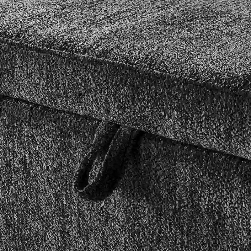 Banc ottoman de rangement ovale rembourré avec plateau relevable et assise matelassée