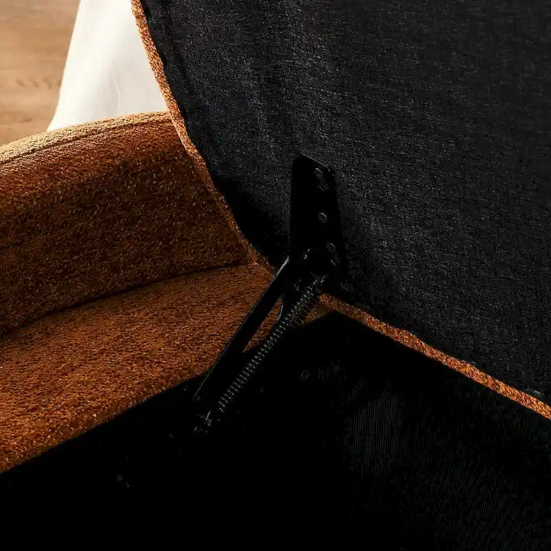 Banc ottoman de rangement ovale rembourré avec plateau relevable et assise matelassée