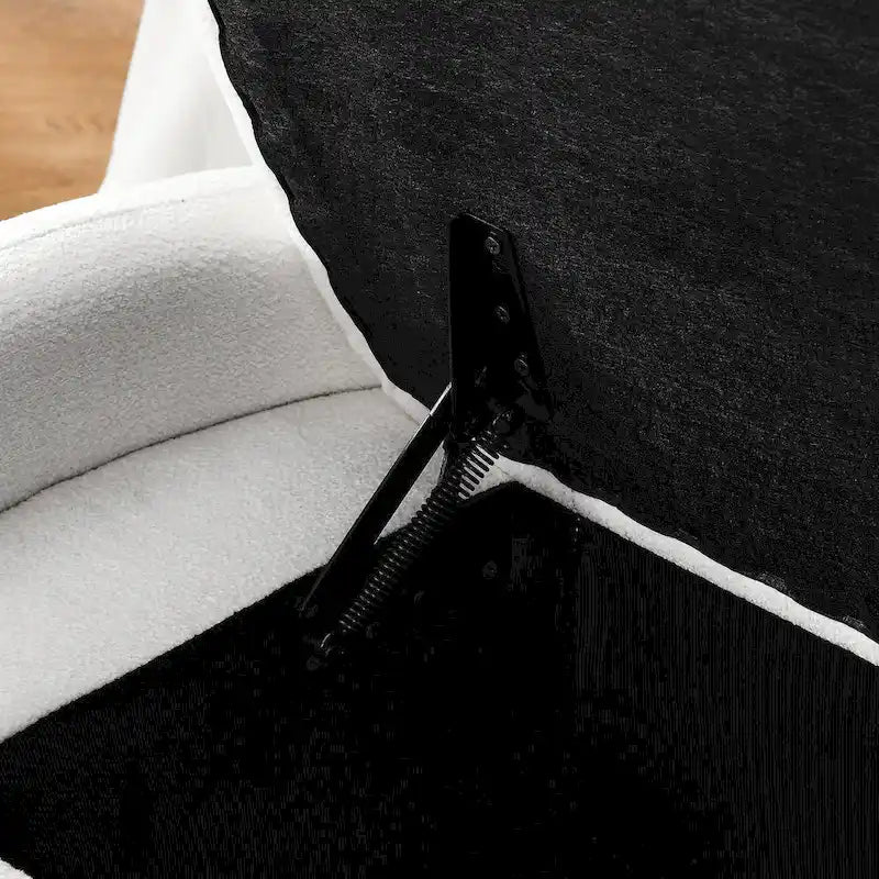 Banc ottoman de rangement ovale rembourré avec plateau relevable et assise matelassée