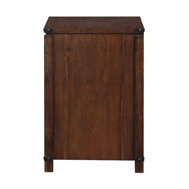 Two Drawer File Cabinet in Brushed Walnut Wood Veneer