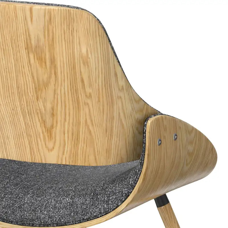 Moderner Esszimmerstuhl aus gebogenem Holz mit hellem Holzdekor und Polyester-Leinenbezug