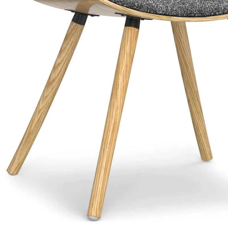 Moderner Esszimmerstuhl aus gebogenem Holz mit hellem Holzdekor und Polyester-Leinenbezug