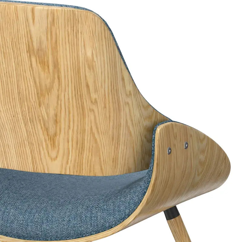 Moderner Esszimmerstuhl aus gebogenem Holz mit hellem Holzdekor und Polyester-Leinenbezug