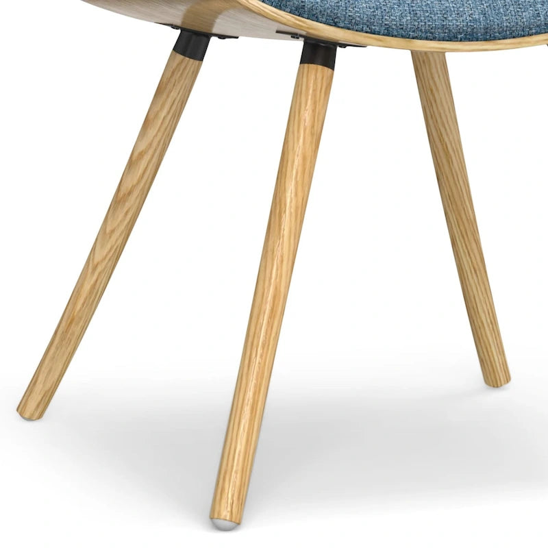 Moderner Esszimmerstuhl aus gebogenem Holz mit hellem Holzdekor und Polyester-Leinenbezug