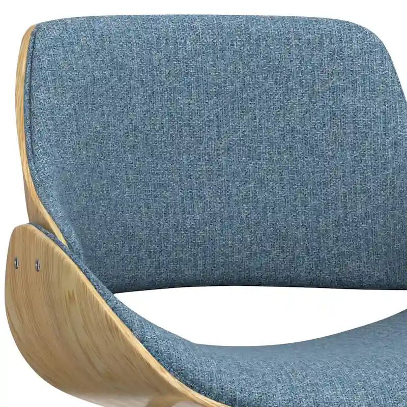Moderner Esszimmerstuhl aus gebogenem Holz mit hellem Holzdekor und Polyester-Leinenbezug
