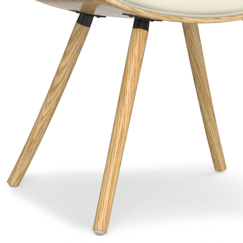 Moderner Esszimmerstuhl aus gebogenem Holz mit hellem Holzdekor und Polyester-Leinenbezug