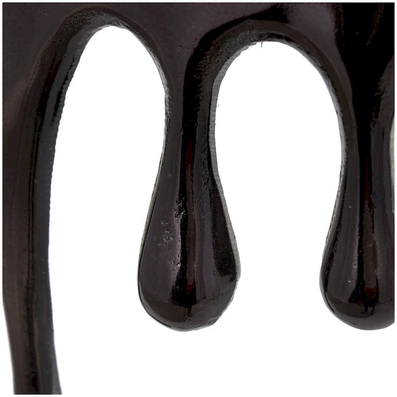 Akzent-Couchtisch oder Konsolentisch aus Aluminium mit tropfenförmigen Beinen im Schmelzdesign und getönter Glasplatte - Roche River Decor