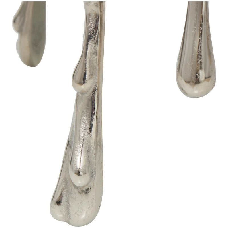Akzent-Couchtisch oder Konsolentisch aus Aluminium mit tropfenförmigen Beinen im Schmelzdesign und getönter Glasplatte - Roche River Decor