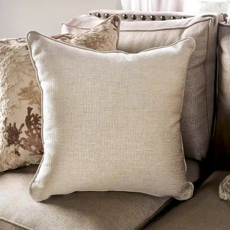 Traditionelles gepolstertes Zweisitzersofa aus massivem Holz in Beige
