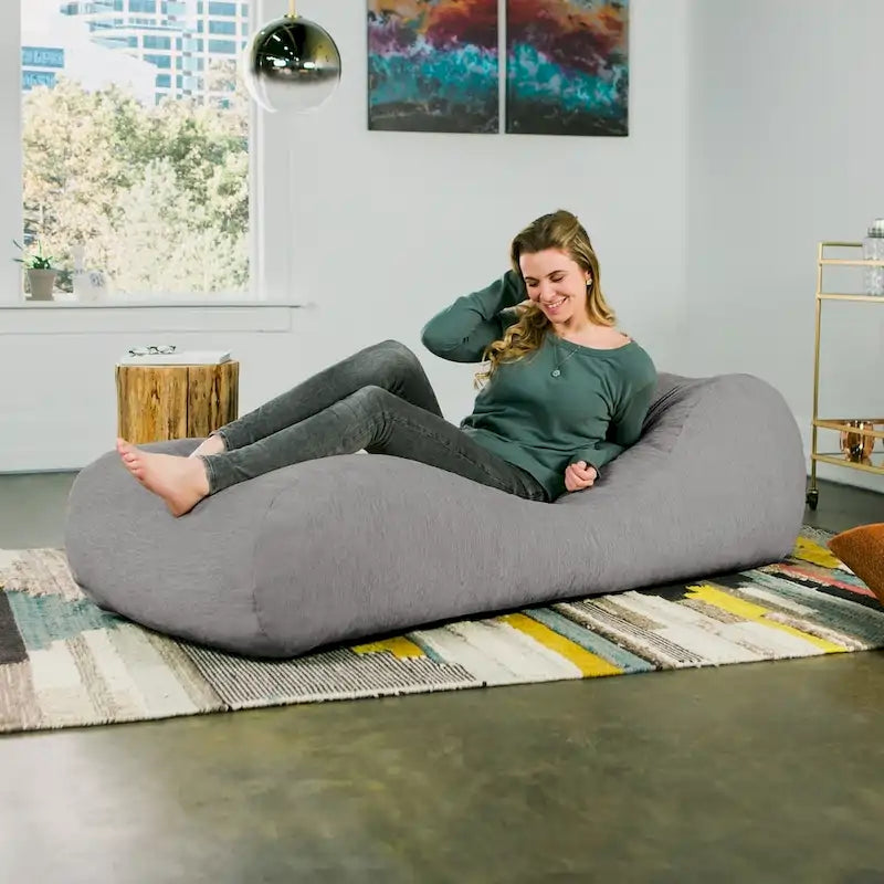 Bean Bag Chaise Lounge Chair with Chenille Cover