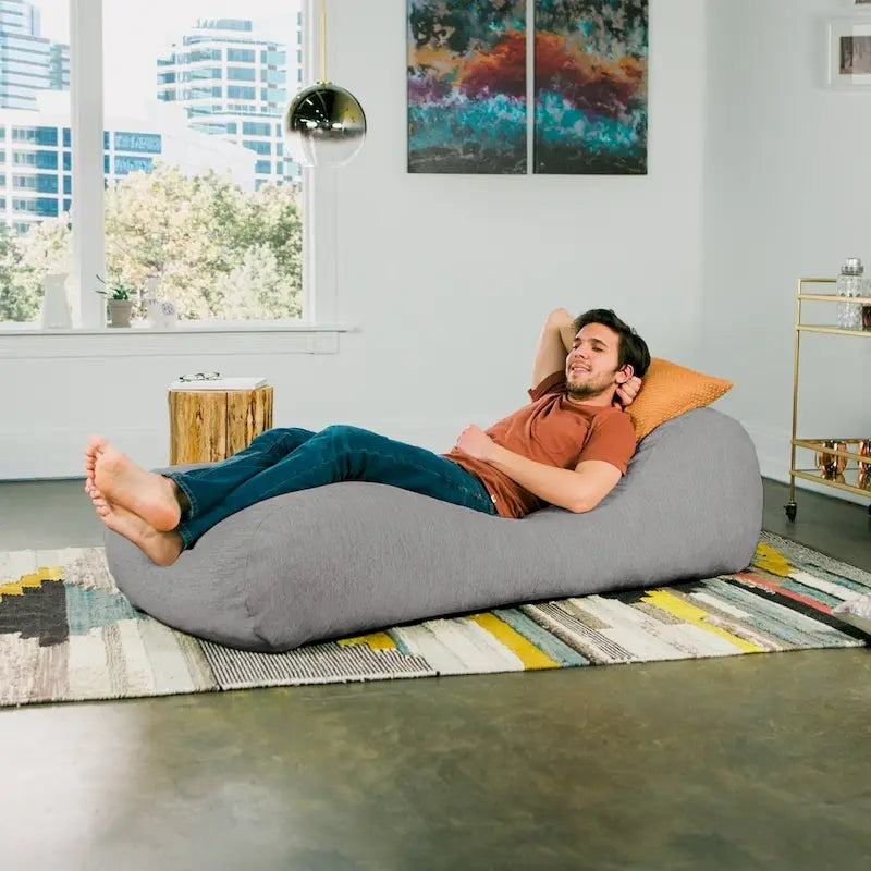 Bean Bag Chaise Lounge Chair with Chenille Cover