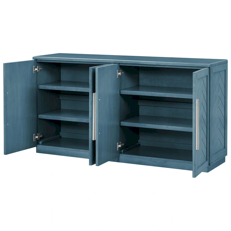Modern Sideboard Buffet Cabinet with 4 Doors and Adjustable Interior Shelves
