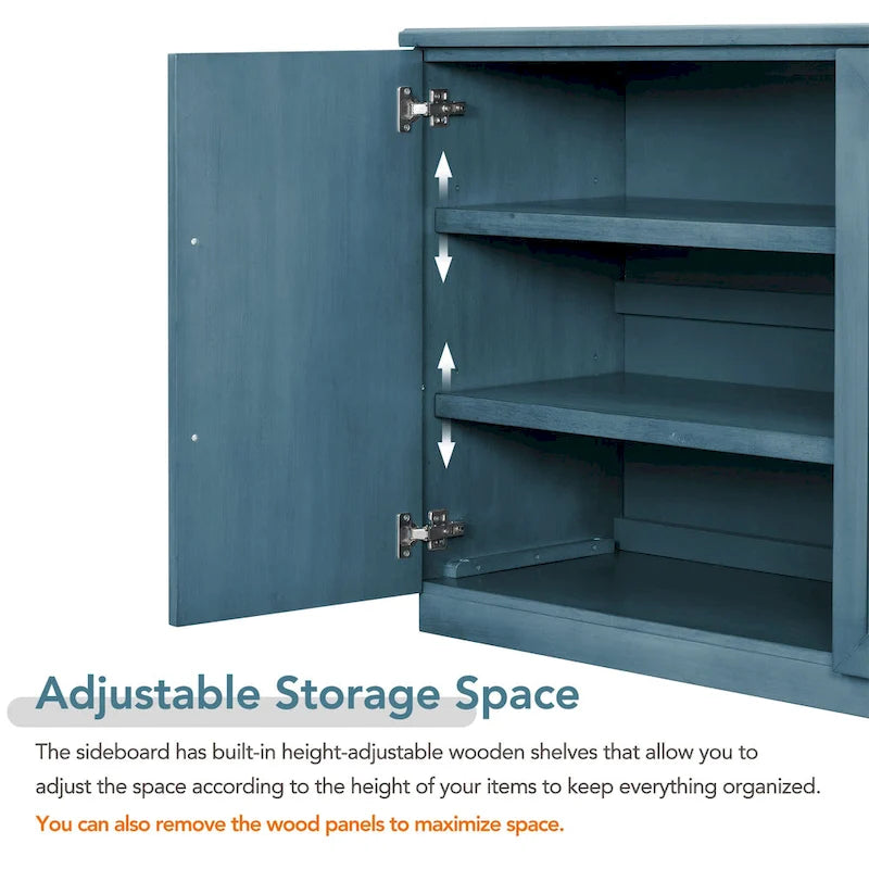 Modern Sideboard Buffet Cabinet with 4 Doors and Adjustable Interior Shelves