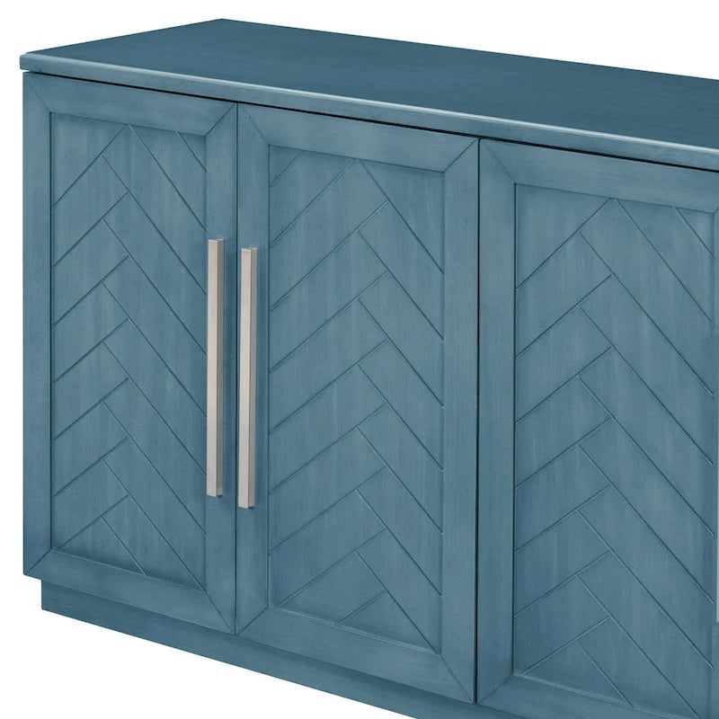 Modern Sideboard Buffet Cabinet with 4 Doors and Adjustable Interior Shelves
