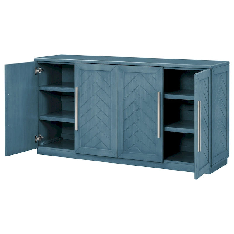 Modern Sideboard Buffet Cabinet with 4 Doors and Adjustable Interior Shelves
