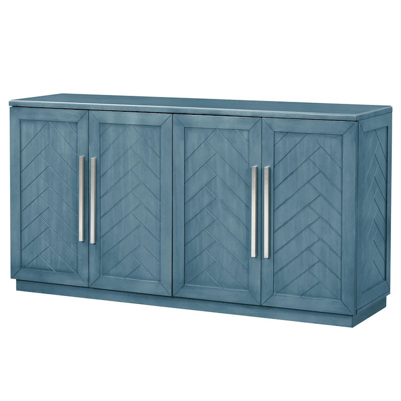 Modern Sideboard Buffet Cabinet with 4 Doors and Adjustable Interior Shelves
