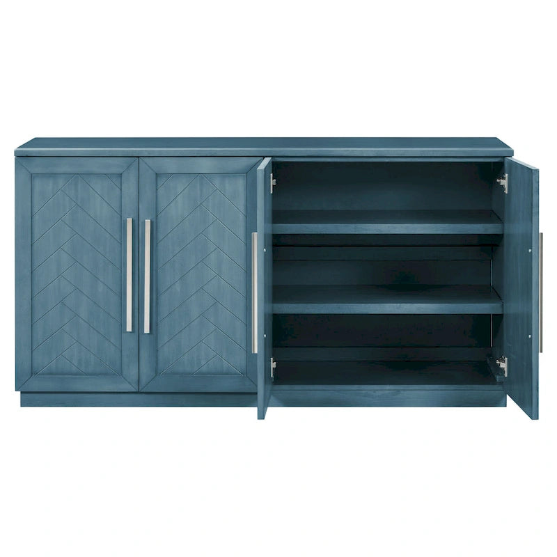 Modern Sideboard Buffet Cabinet with 4 Doors and Adjustable Interior Shelves