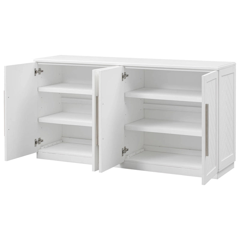 Modern Sideboard Buffet Cabinet with 4 Doors and Adjustable Interior Shelves