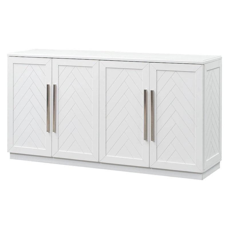 Modern Sideboard Buffet Cabinet with 4 Doors and Adjustable Interior Shelves
