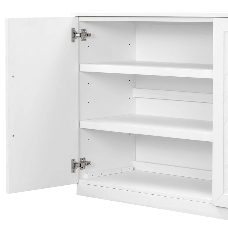 Modern Sideboard Buffet Cabinet with 4 Doors and Adjustable Interior Shelves