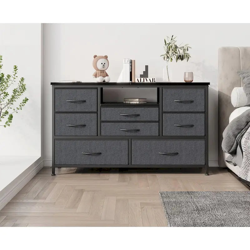 Kommode-TV-Ständer mit Steckdose und LED-Beleuchtung