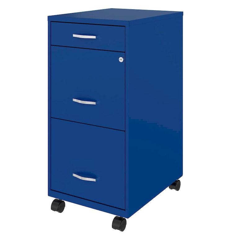 18-Inch Deep 3-Drawer Mobile File Cabinet, Classic Blue
