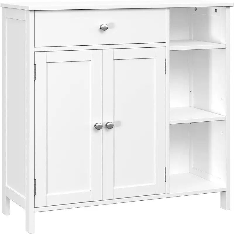 Freestanding Bathroom Storage Cabinet with Adjustable Shelves and Double Doors
