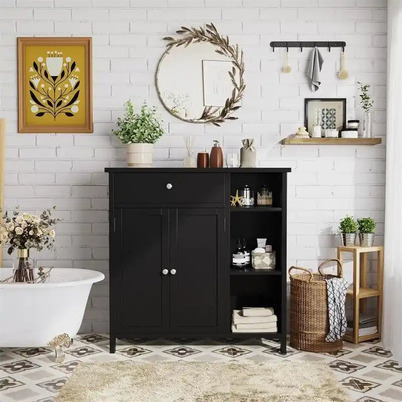Mobile contenitore indipendente per bagno con ripiani regolabili e doppie ante