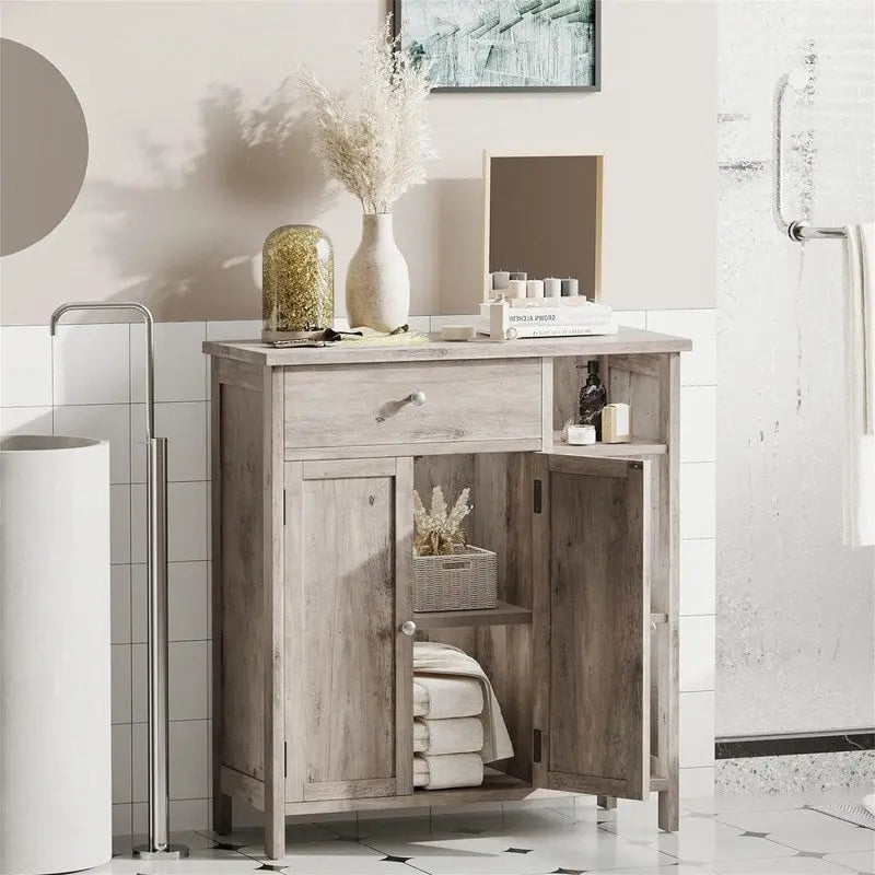 Mobile contenitore indipendente per bagno con ripiani regolabili e doppie ante