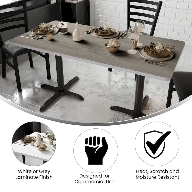 60-Inch Rectangular Table Top with Reversible Laminate Surface