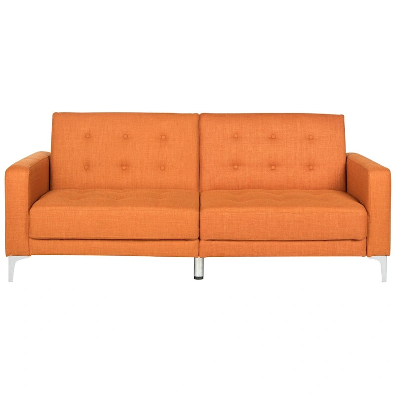 Sofá-cama de dois lugares cor de laranja, dobrável, dois em um