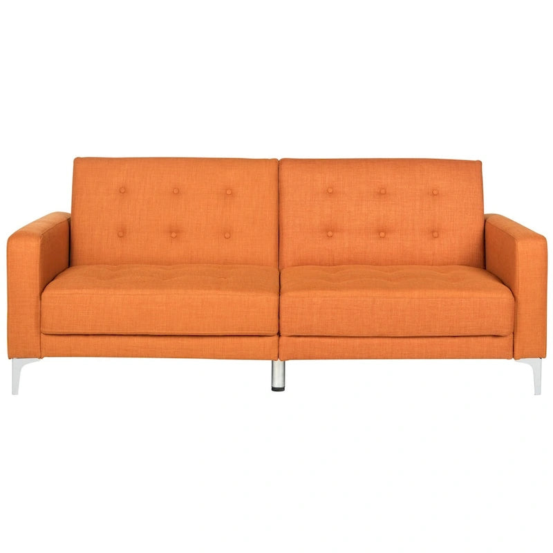 Sofá-cama de dois lugares cor de laranja, dobrável, dois em um