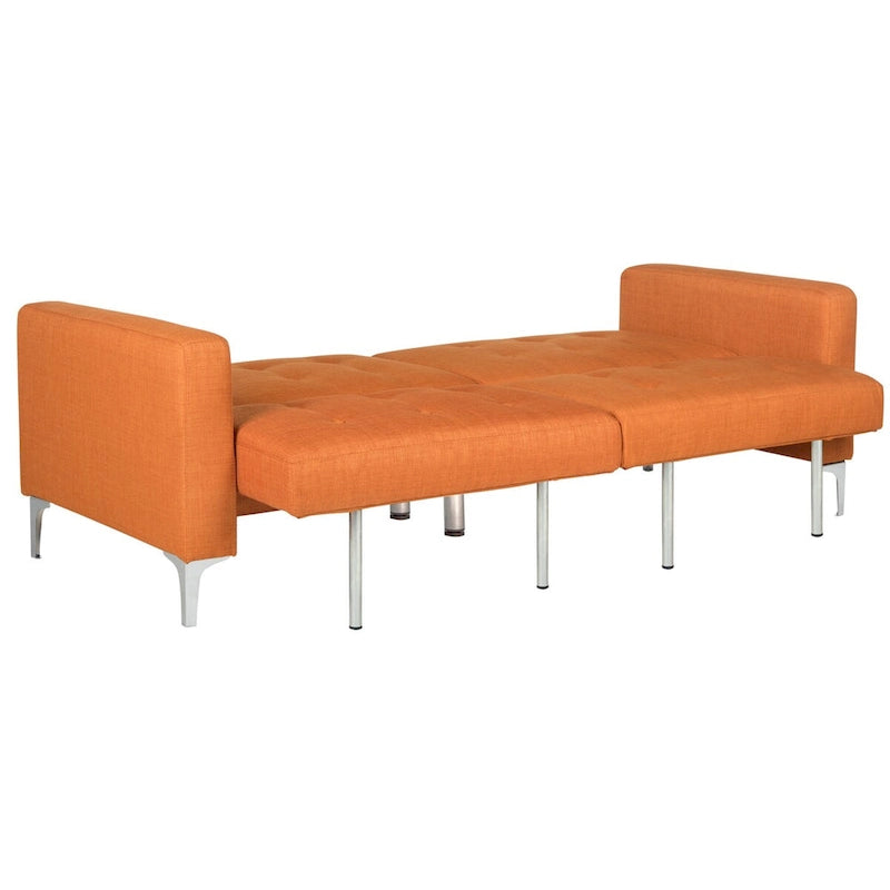 Sofá-cama de dois lugares cor de laranja, dobrável, dois em um