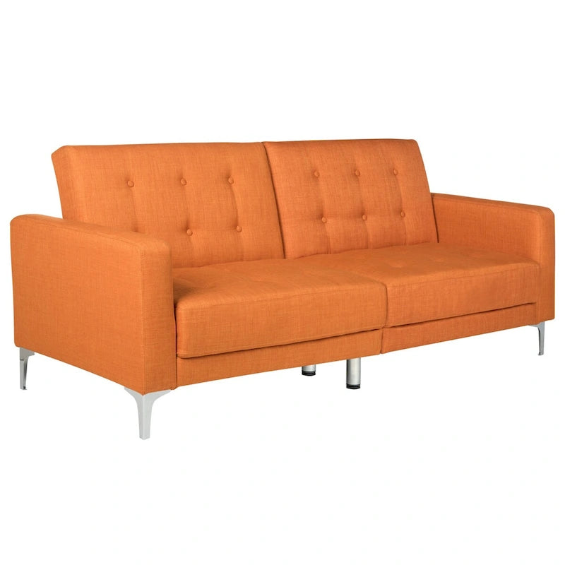 Sofá-cama de dois lugares cor de laranja, dobrável, dois em um