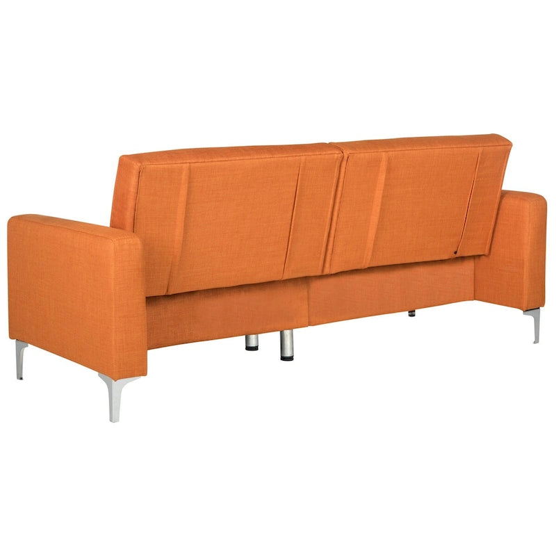 Sofá-cama de dois lugares cor de laranja, dobrável, dois em um