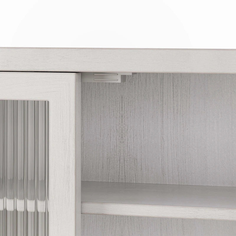 Glass Door Wall Cabinet With Three Tiers of Storage