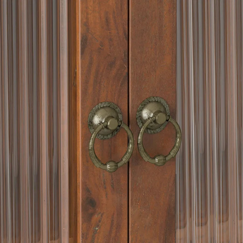 Glass Door Wall Cabinet With Three Tiers of Storage